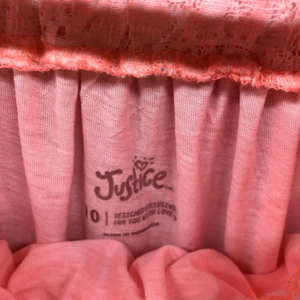 Justice Girls Size‎ 10 Summer Top Cold Shoulder Sunwash Pink Crochet Boho